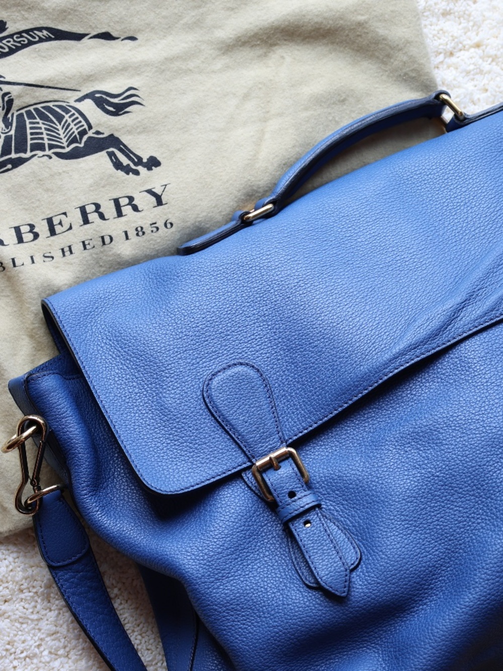 BURBERRY PRORSUM Blue Pebbled Leather EVERYDAY SATCHEL/Messenger Bag
